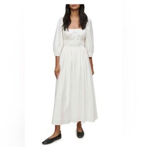 Reformation Ivory Square-Neck Maxi Dress with Puff Sleeves